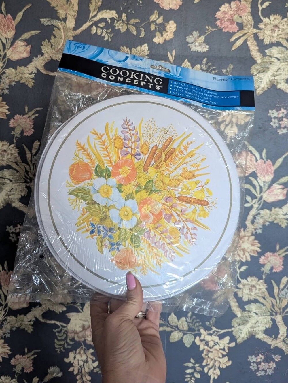 Vintage Floral Burner Covers Metal NIB